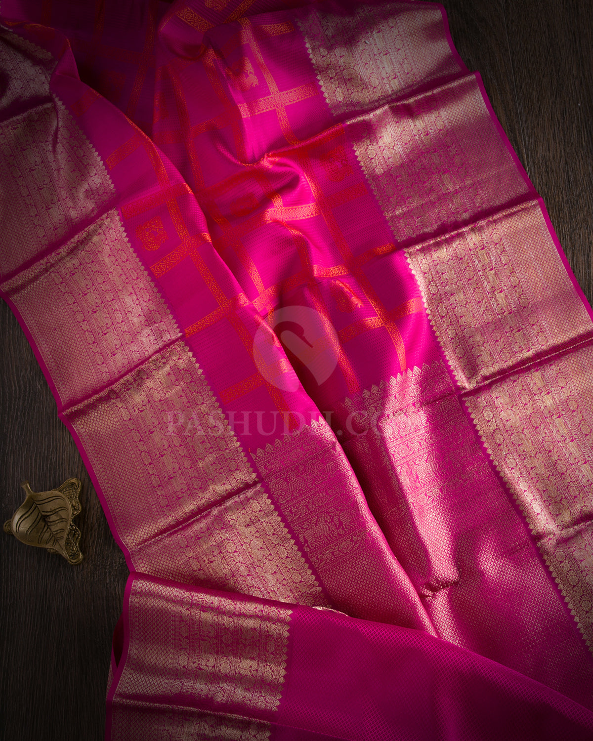 Ruby Pink Kanjivaram Silk Saree - D407 - View 1
