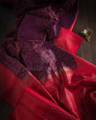 Purple Kanjivaram Silk Saree - D420 - View 1