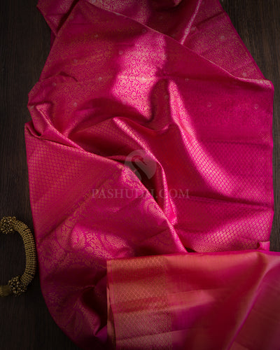 Rani Pink Pure Zari Kanjivaram Silk Saree - S647 - View 3