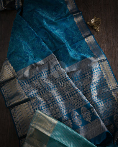 Cobalt Blue Kanjivaram Silk Saree - D421 -View 1