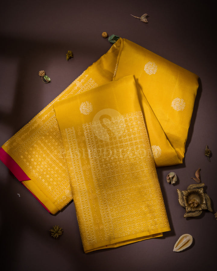 Mango Yellow Kanjivaram Silk Saree - S560 - View2