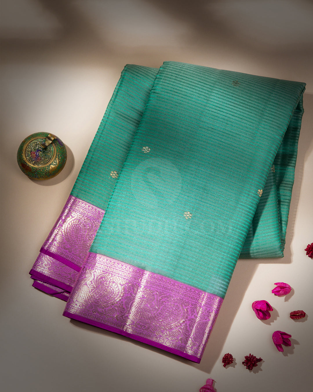 5Jade Green and LilacKanjivaram Silk Saree - S612