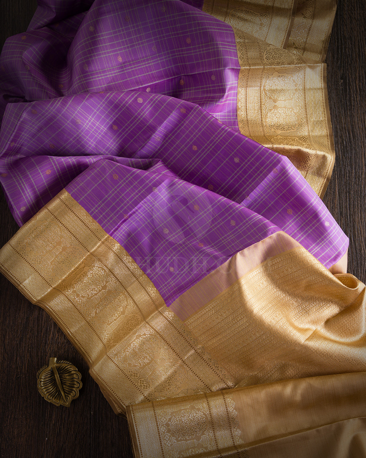 Lavender and Deep Ivory Kanjivaram Silk Saree - S614 - View 2