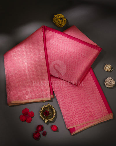 Pink and Red Kanjivaram Silk Saree - S684 - View 1