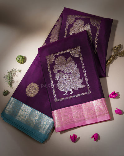 Purple Pure Zari Kanjivaram Silk Saree -  S645 - View 1