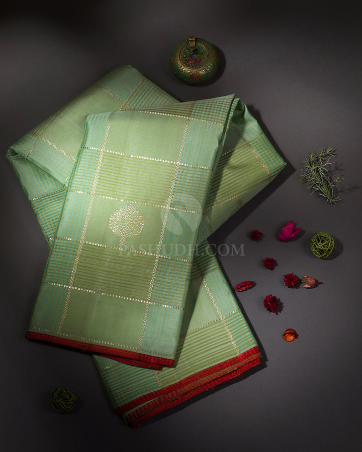 Light Green Kanjivaram Silk Saree - S634- View 1