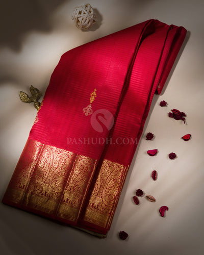 Red Pure Zari Kanjivaram Silk Saree - S652 - View 1