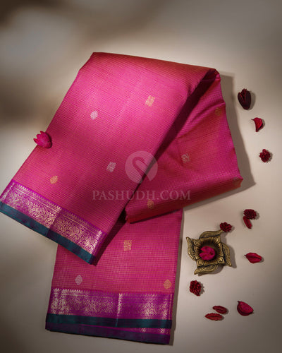 Pink and Magenta  Kanjivaram Silk Saree - S635 - View 1
