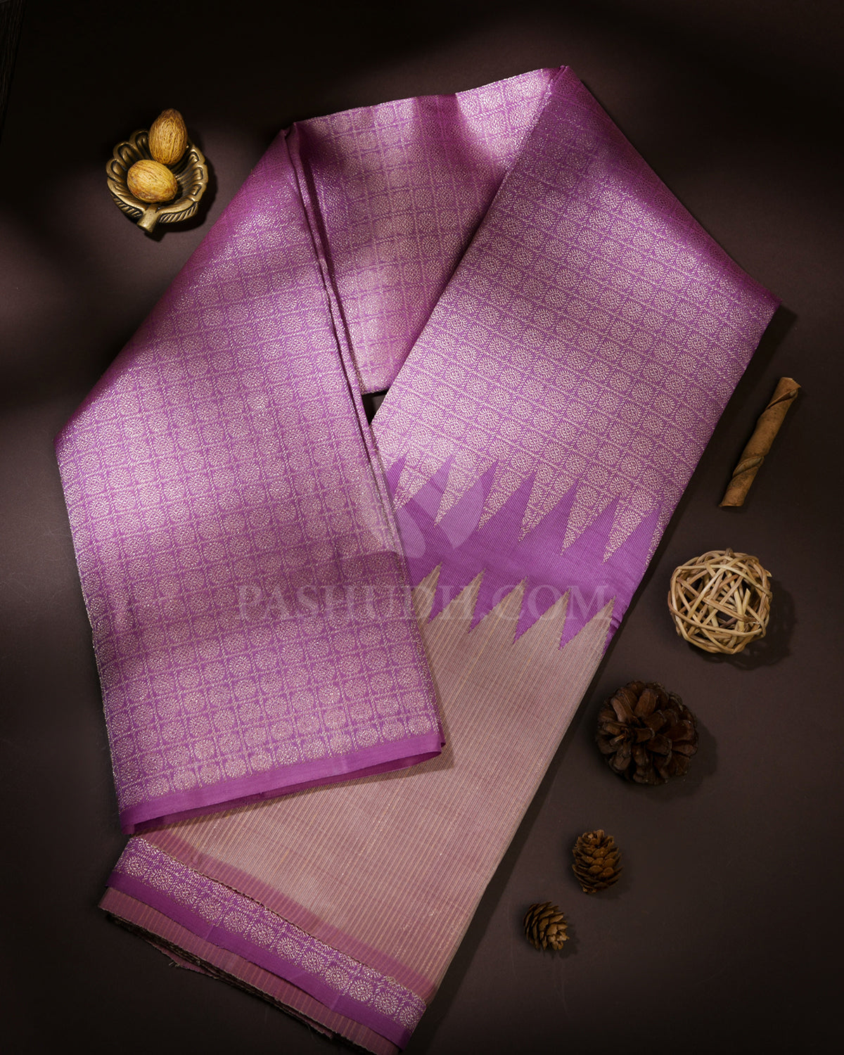 Lavender Kanjivaram Silk Saree - S678 - View 1