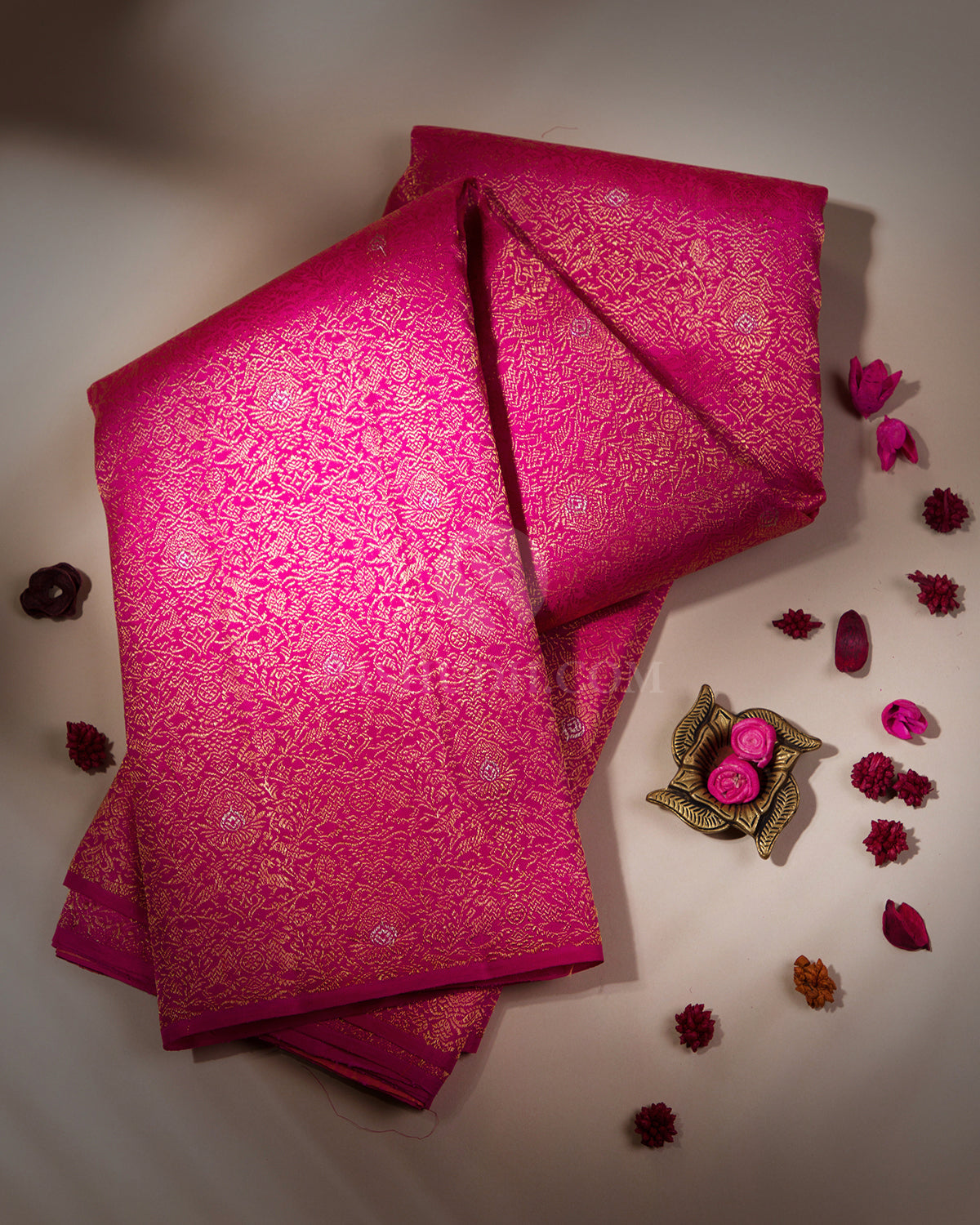 Rani Pink Pure Zari Kanjivaram Silk Saree - S647 - View 1
