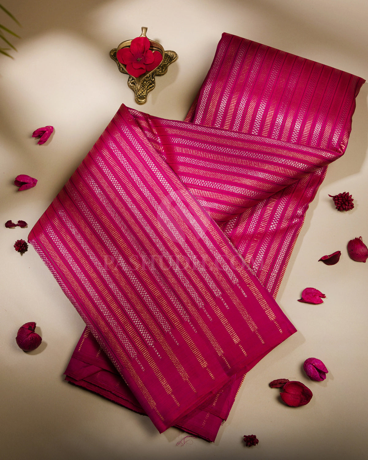 Bright Pink Kanjivaram Silk Saree - S674- View 1