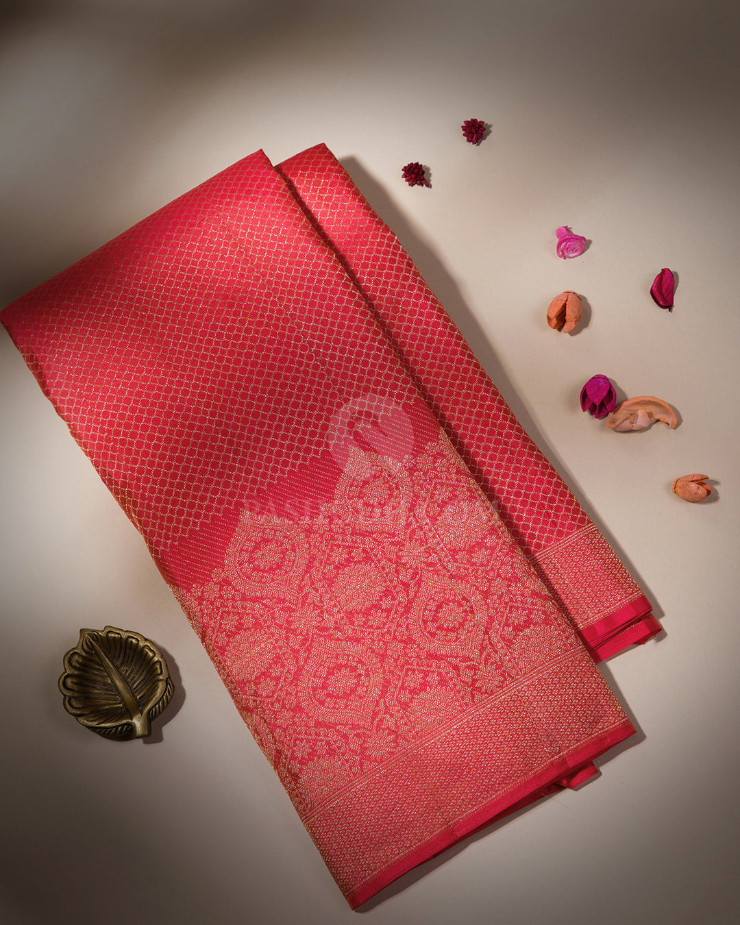 Sunset Red Kanjivaram SilK Saree - DJ161 View 1