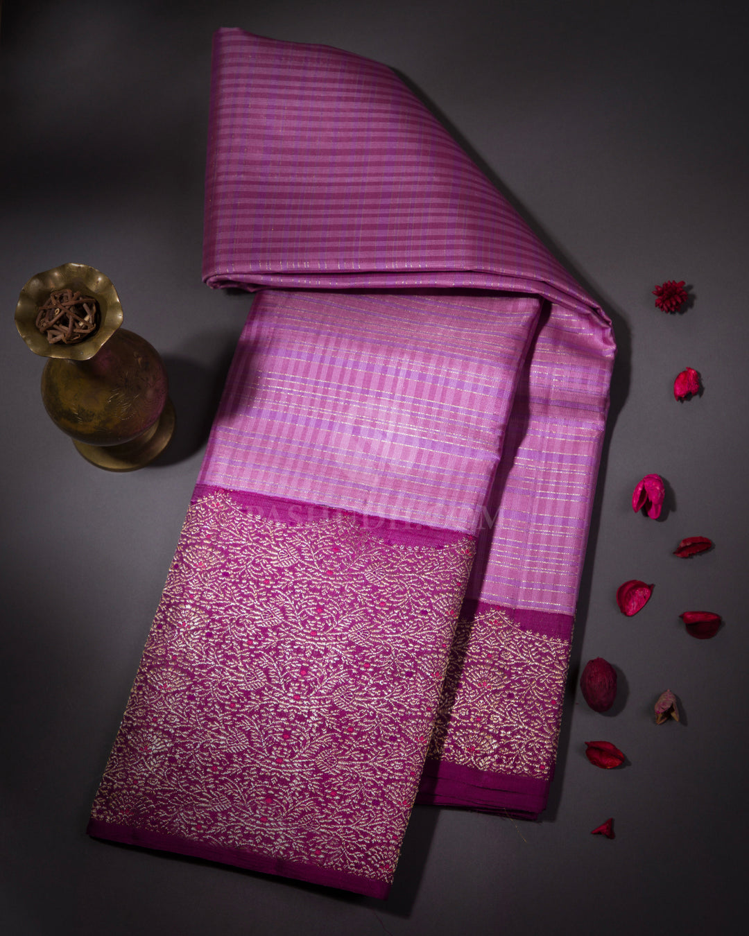 Lavender and Violet Pure Zari Kanjivaram Silk Saree - S660 - View 1