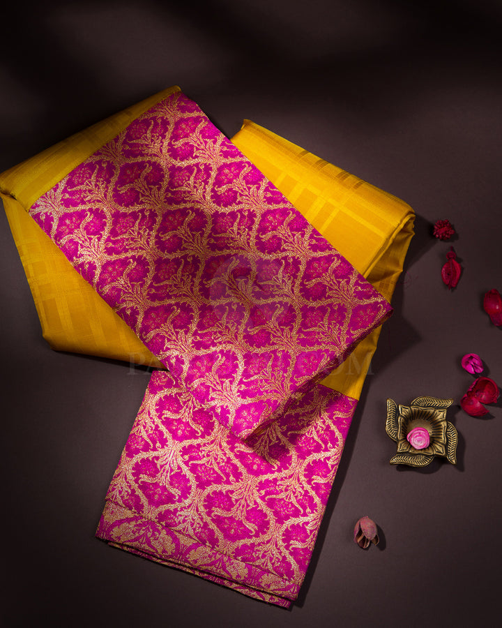 Yellow and Pink Kanjivaram Silk Saree - S585, view 1