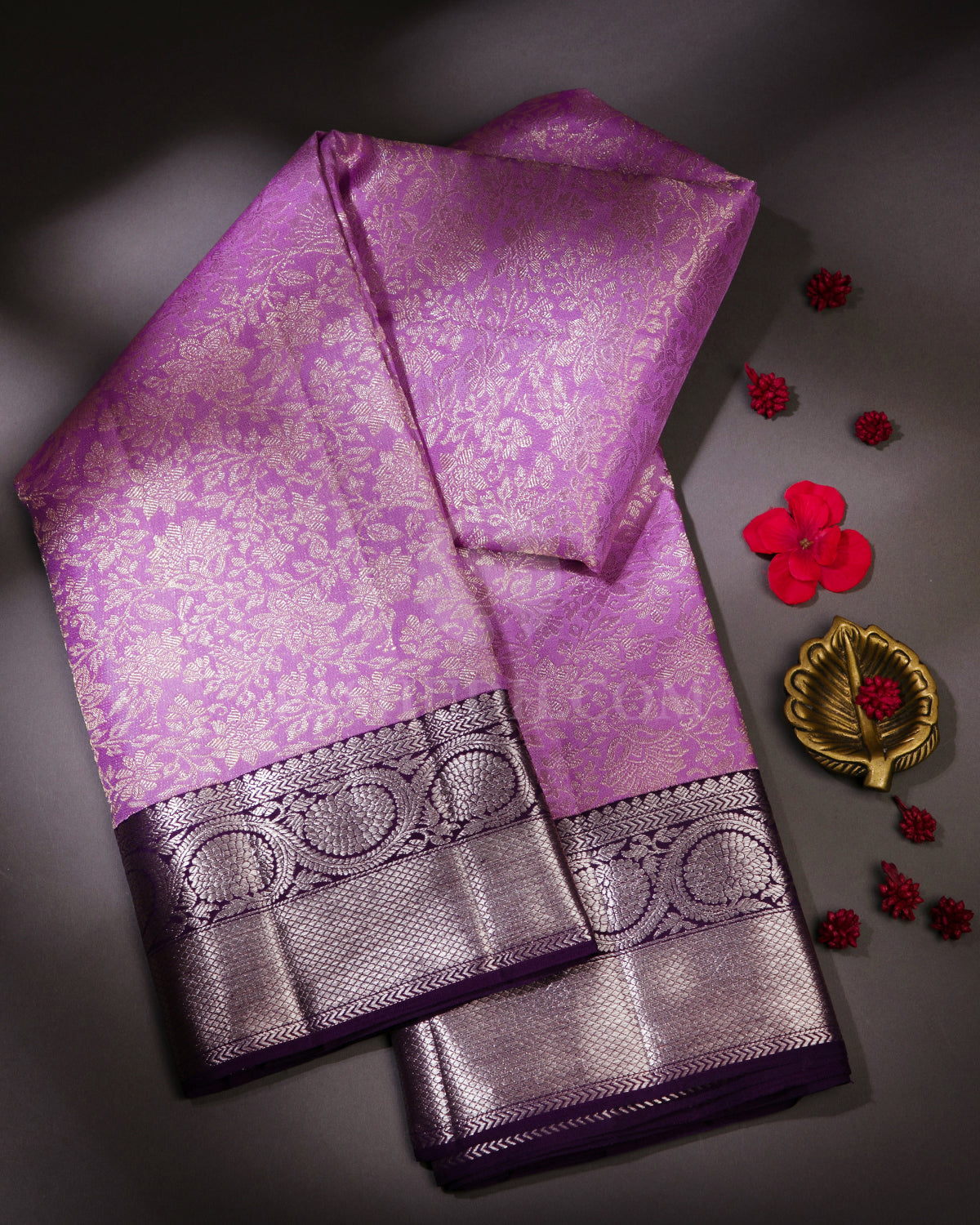 Lavender and Purple Kanjivaram Silk Saree - S680 View 1