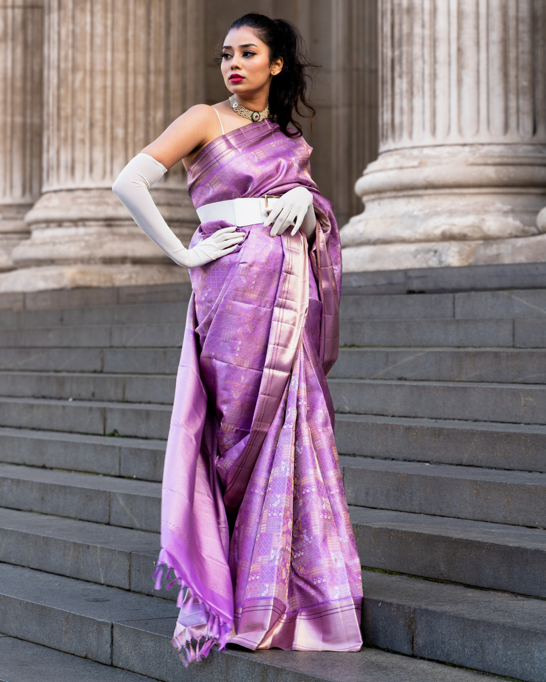 Lavender Kanjivaram Silk Saree - DJ143