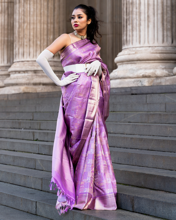 Lavender Kanjivaram Silk Saree - DJ143